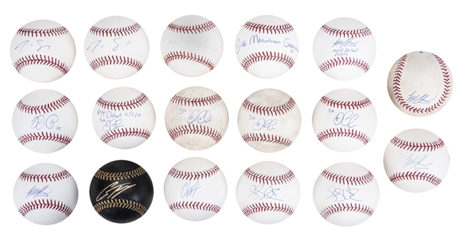 Lot of (17) Current and Former New York Yankees Signed Baseballs Including Gleyber Torres, Didi Gregorious, Phil Rizzuto, Luke Voit and Chance Adams (JSA/Steiner)